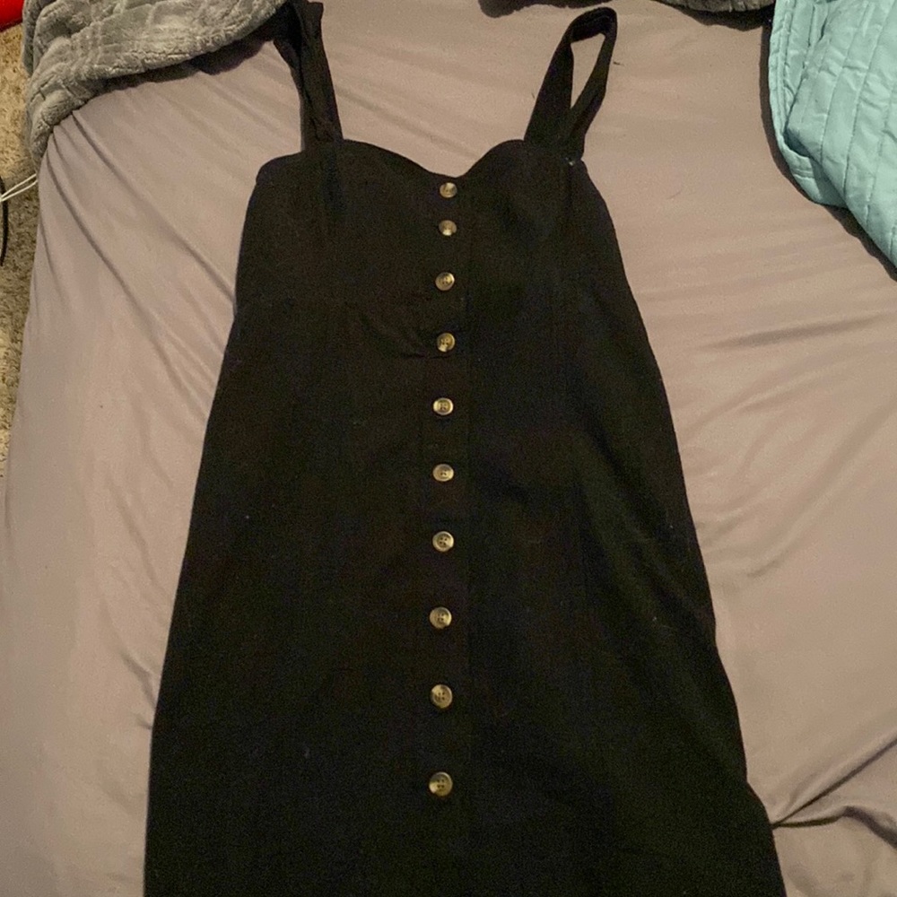 black dress with buttons